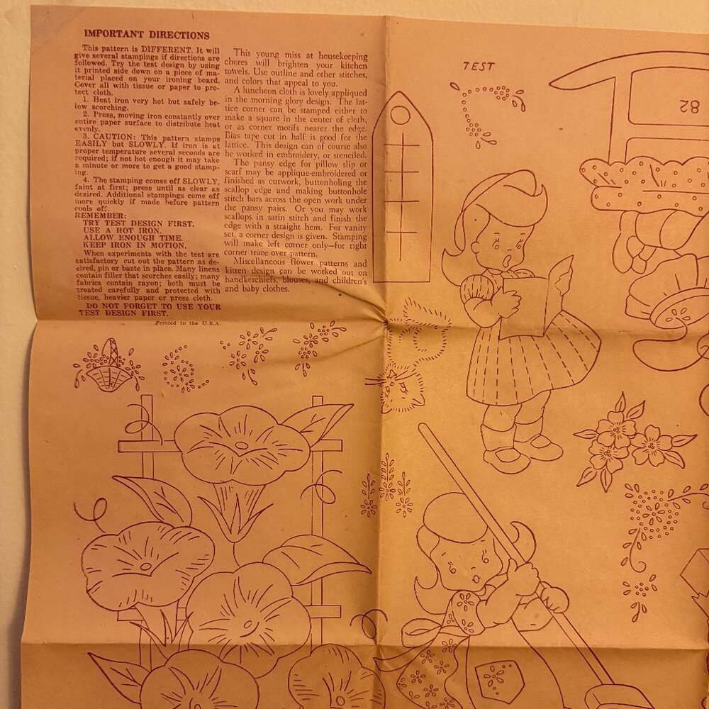 Workbasket Vintage Iron On Embroidery Transfers (1) Redline 1940s Workday Chores